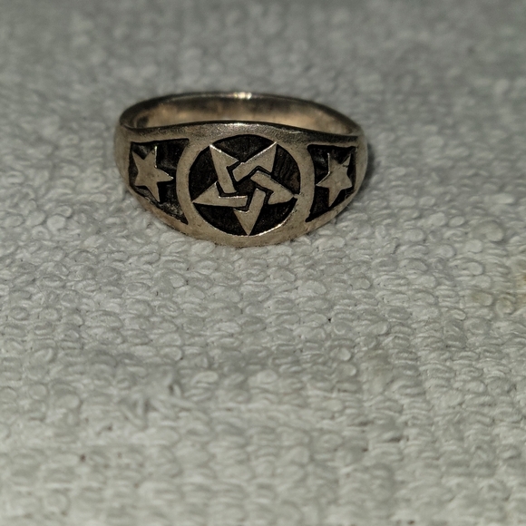 Vintage Pentacle Ring 925 Fashion Jewelry  size 7.5 - Picture 9 of 10